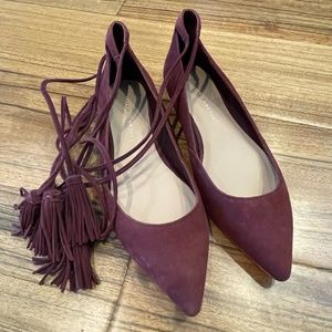 Loeffler Randall tie up suede flat
